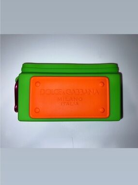 Dolce & Gabbana Bright Green and Orange Silicone Pouch with Logo Panel